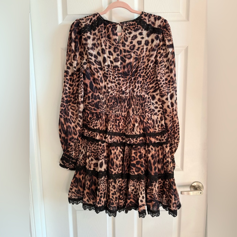 ALL SAINTS Zora Evita Dress New With Tags Brown Animal Print Size 8 - Picture 5 of 16